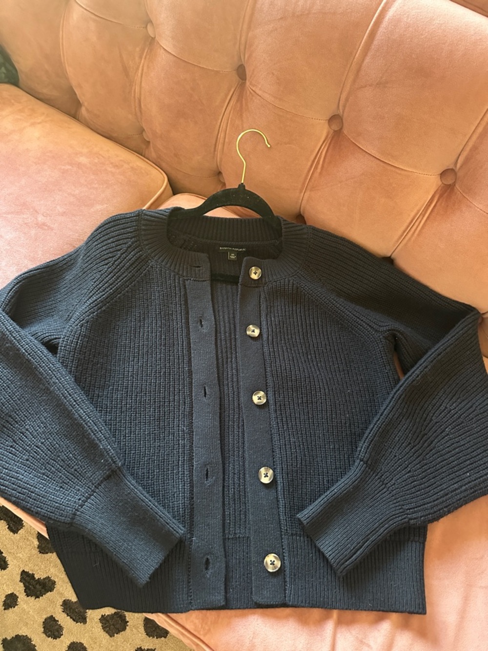 Banana Republic Black Ribbed Button-Front Cardigan